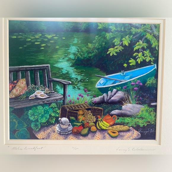 Fanny Bilodeau “Aloha Breakfast” Signed and Numbered Tropical Print 11inx14in - Picture 1 of 5